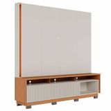 Estante Painel Para Tv 75 Pol Led 200cm Yarden C04 Off White Matte Freijó - Lyam Decor