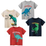 Camiseta Masculina Tabnix, Pacote Com 4 Dinossauros, Manga Curta De 2 A 7 Anos