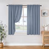 Cortinas Transparentes Homeideas Stone Blue Privacy 132x137cm 2 Painéis