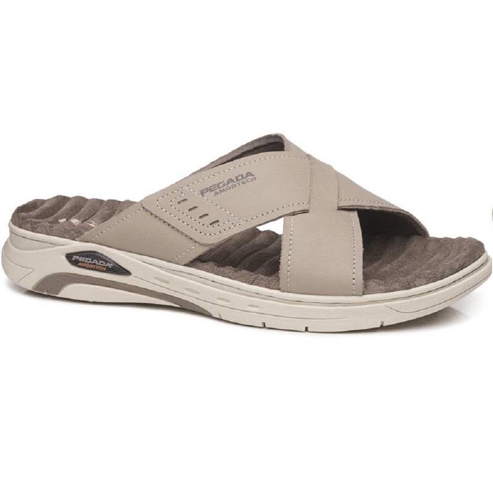 Chinelo Pegada Em Couro Ref 134502-04 Cinza Claro 038