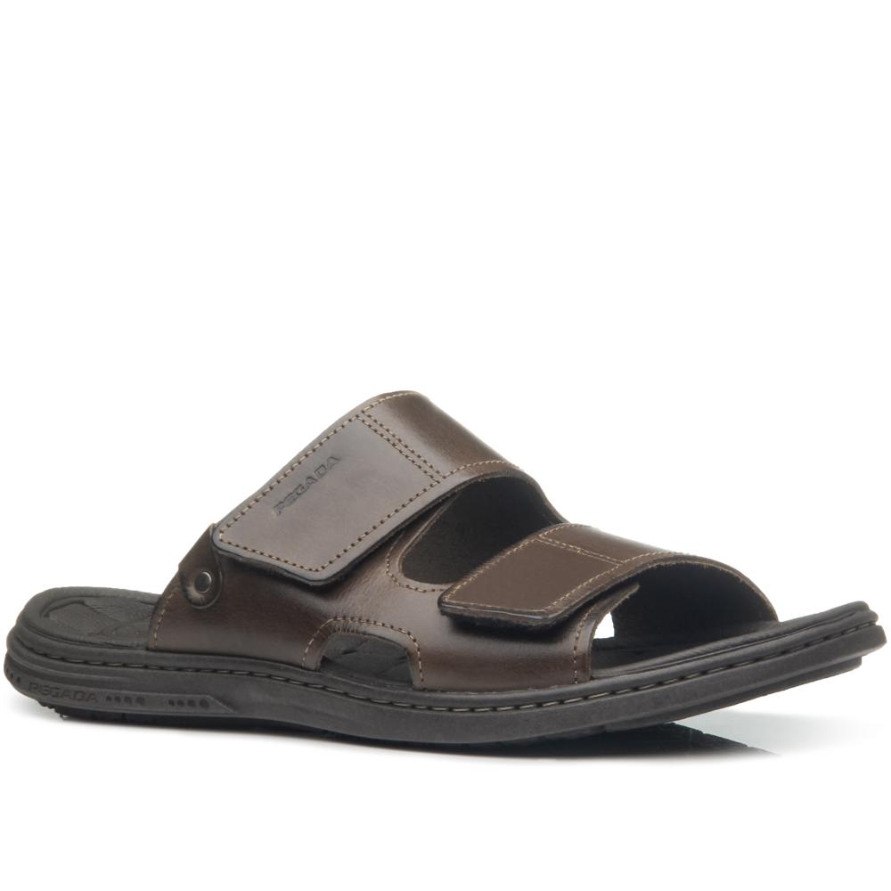 Chinelo Pegada Em Couro Ref 131283-02 Marrom Escuro 038