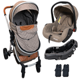 Carrinho De Bebe Bebe Conforto Base Passear Baby Ares Marrom