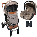 Carrinho De Bebe Com Bebe Conforto Passear Baby Ares Marrom