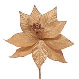 Flor Natalina Bege E Dourada Poinsetia Decorativa 28cm Tok Da Casa