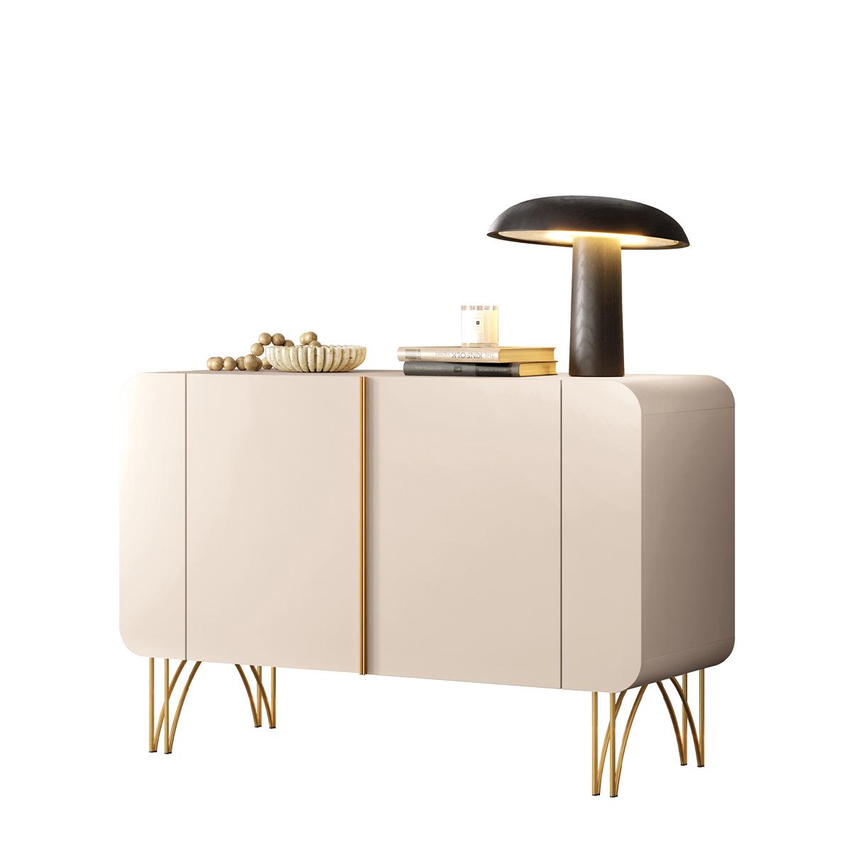 Aparador Buffet Sala Benvenuto Com 2 Portas E Pés Em Aço Off White