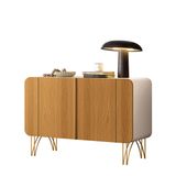 Aparador Buffet Sala Benvenuto Com 2 Portas E Pés Em Aço Off White/cinamomo