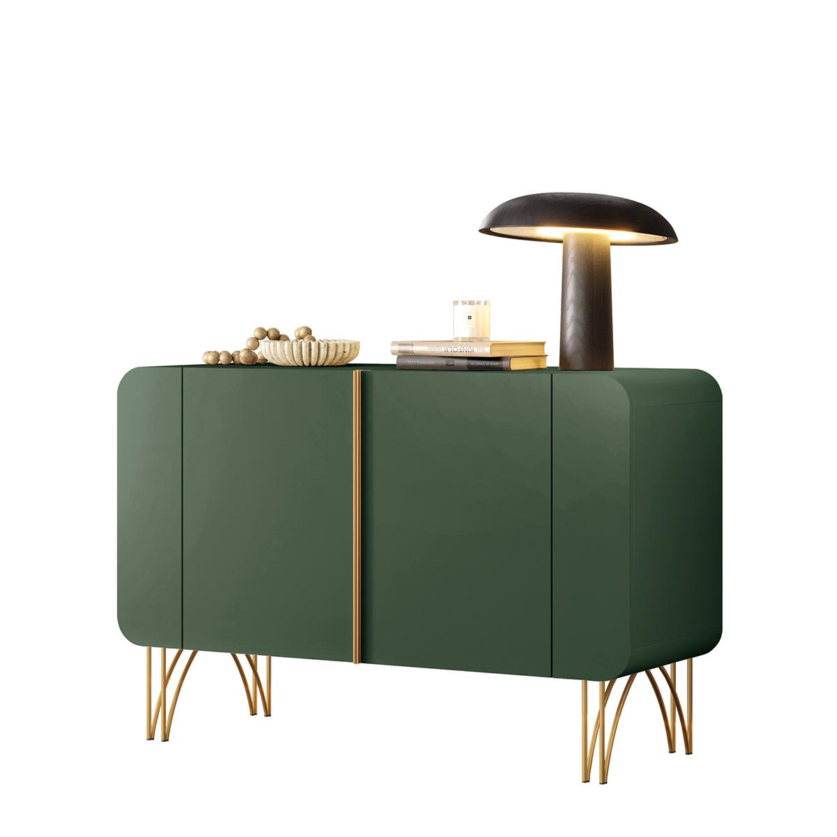 Aparador Buffet Sala Benvenuto Com 2 Portas E Pés Em Aço Verde Pistache