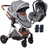 Carrinho De Bebe Com Bebe Conforto Passear Baby Ares 3 Em 1 Cinza