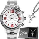 Relogio Aço Inox Prata Masculino Prateado Jesus Católico