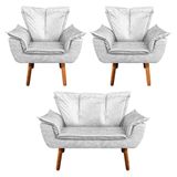 Namoradeira E 2 Poltronas Pé Palito Castanho Opala Corano D03 - D\&#39;rossi Branco