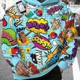 Moletom Masculino Com Capuz Estampa Streetwear Outono Azul Egg