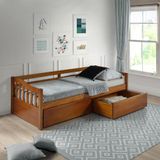 Sofá Cama Plus Com Dois Gavetões Em Madeira Maciça Mv Outlet Mel