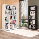 Kit Com 1 Estante Multiuso 5 Nichos Montreal E 1 Estante Para Livros 4 Prateleiras Seattle Preto/branco