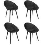 Kit Com 4 Cadeiras Para Jardim E Área Externa Drops Preto