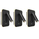 3 Arandela Cabeceira Para Leitura Foco Móvel Led Usb Bet78