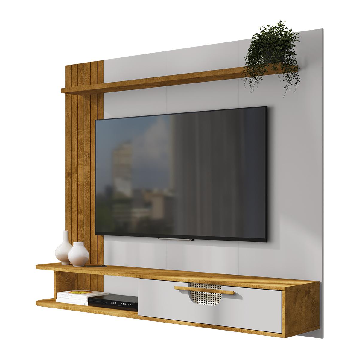 Painel Suspenso Jeri Sala Tv Até 65 Polegadas 1 Porta Naturale/off White