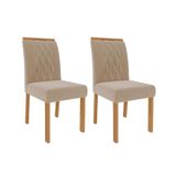 Cadeira De Cozinha Juliana Wood Kit 2 Un Madeirado-suede Nude Bege - Cimol