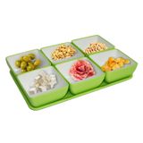 Jogo Para Petisco 7 Peças Petisqueira Frios Sobremesa Verde