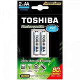 Carregador de Pilha Usb Aa/aaa Min.2000 Mah com 2 Toshiba