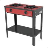 Fogão Industrial Progás Vermelho A Gás Rge-200 Gourmet 2 Bocas Simples Sem Forno P39217