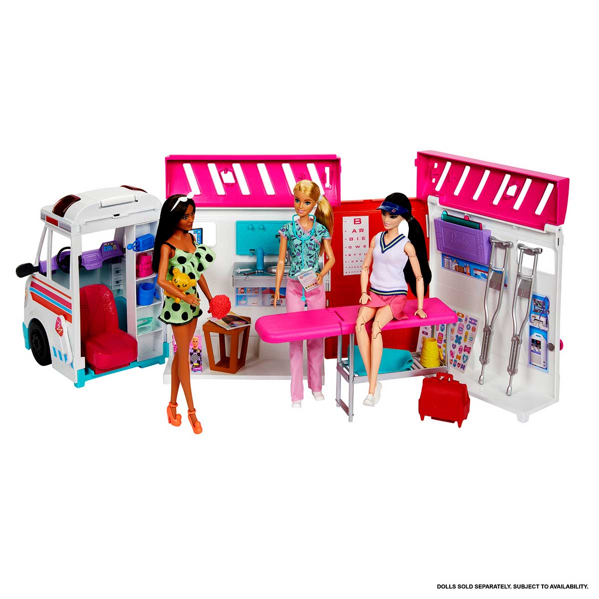 Barbie Profissões Ambulância e Clínica Médica com Luz e Som Mattel