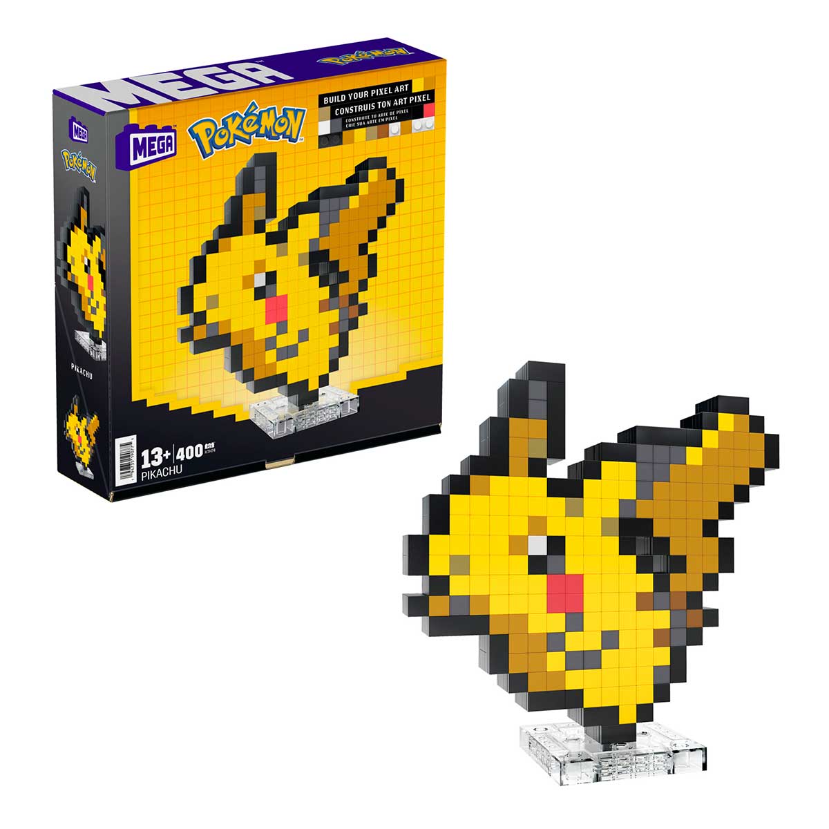 MEGA Pokémon Jogo de Construção Bloco de Montar Pikachú Pixel Mattel