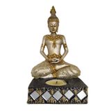 Escultura Buda Porta Vela Meditando 16,5 Cm