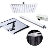 Ducha Chuveiro 20x20 Slim Inox Com Braço 36 Cm