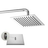 Ducha Chuveiro Aço Cromado 20x20 Slim Suporte Redondo Banheiro Piscina Area Externa Varanda