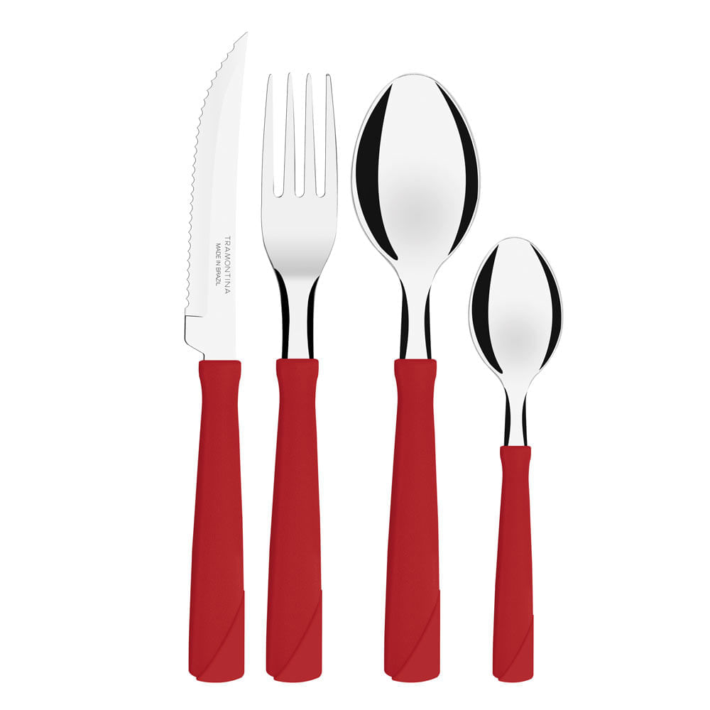 Faqueiro Com 24 Unidades New Kolor Tramontina Vermelha