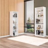 Kit 1 Estante Multiuso 5 Nichos Montreal E 1 Estante Livreiro Modular 4 Nichos Delta Branco
