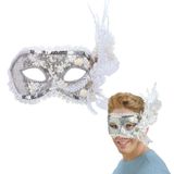 Máscara Carnaval Prateada Fantasia Festa Baile Luxo