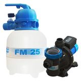Conjunto Filtro Fm-25 E Motobomba Bm-25 1/4 Cv Monofásica Para Piscinas Até 19.000 Mil Litros - Sodramar