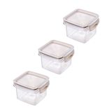 Kit 3 Potes Herméticos Com Travas 380ml Plasútil Branco Compacto Empilhável Despensa Alimentos