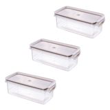 Kit 3 Potes Herméticos Com Travas 890ml Plasútil Branco Versátil Modular Moderno Comida Conservação
