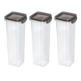 Kit 3 Potes Herméticos Com Travas 1,6l Plasútil Preto Vedação Empilhável Moderno Prático Resistente