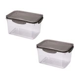 Kit 2 Potes Herméticos Com Travas 4l Plasútil Tampa Preto Alimentos Modular Despensa Comida Prático
