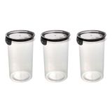 Kit 3 Potes Herméticos Travas 1,8l Plasútil Redondo Preto Organização Prático Comida Resistente