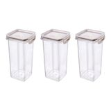 Kit 3 Potes Herméticos Com Travas 1,24l Plasútil Branco Organização Modular Alimentação Resistente