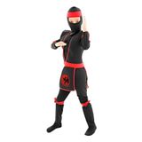 Fantasia Ninja Preto E Vermelho Infantil Luxo Com Músculos Tamanho P