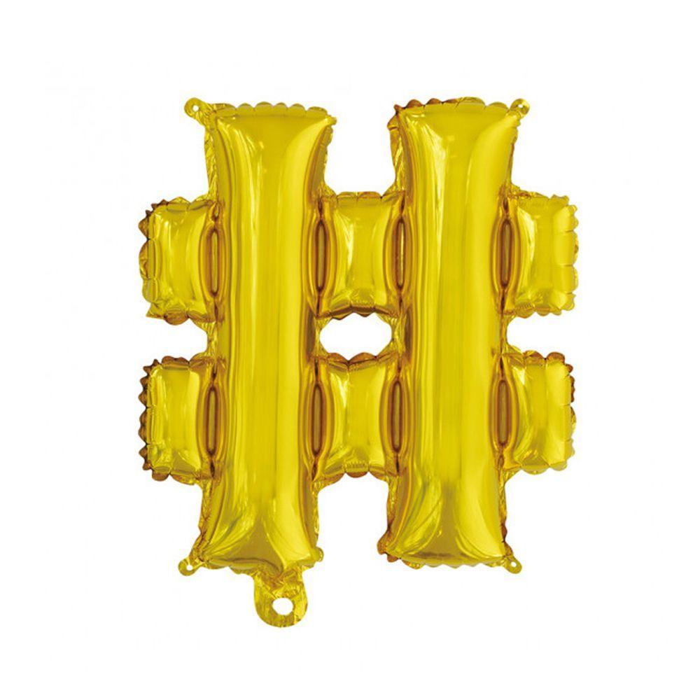 Encontraproduto.com.br - Balão Metalizado Hashtag Dourado - 16 Polegadas