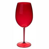 Taça De Vinho Acrílico Vermelha Roma Curves 600ml
