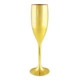 Taça De Champanhe Acrílico Metalizada Dourada 180ml