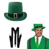 Kit Fantasia São Patrício Masculina 2 Cartolas + Suspensório