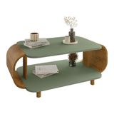 Mesa De Centro Sala Floripa Com Pés De Madeira Maciça Pistache/naturale