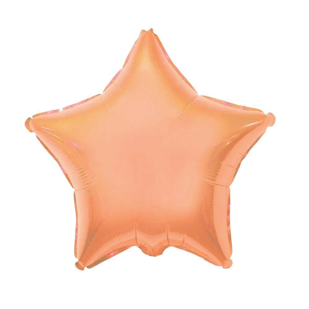 Encontraproduto.com.br - Balão Metalizado Estrela Laranja Neon - 18 Polegadas