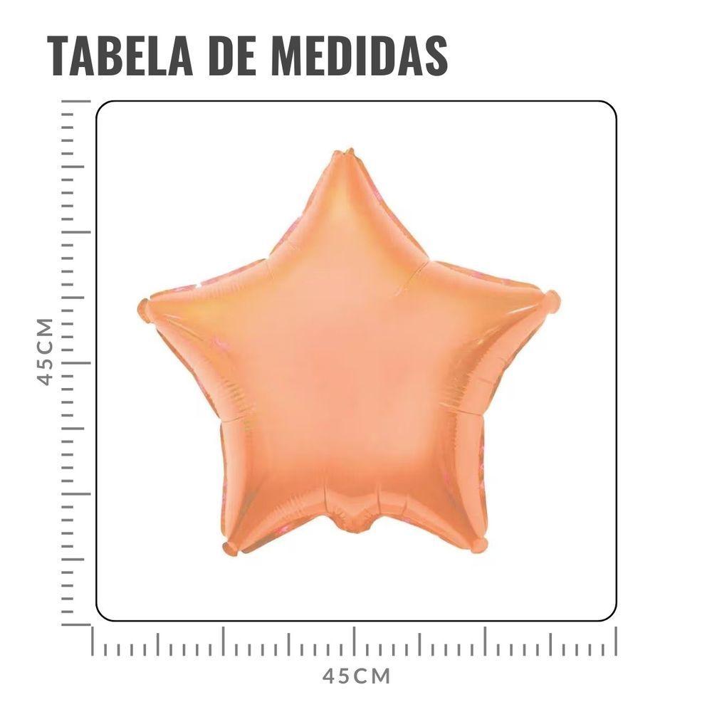 Encontraproduto.com.br - Balão Metalizado Estrela Laranja Neon - 18 Polegadas