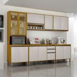 Cozinha Completa Nala Cristaleira 5 Pçs12 Portas Mobilihouse Cinamomo/off White