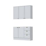 Cozinha Modulada 2 Peças 5 Portas 3 Gavetas Com Tampo Henn Americana