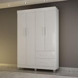Guarda-roupa Pérola Solteiro 4 Portas 2 Gavetas Mobilihouse Branco